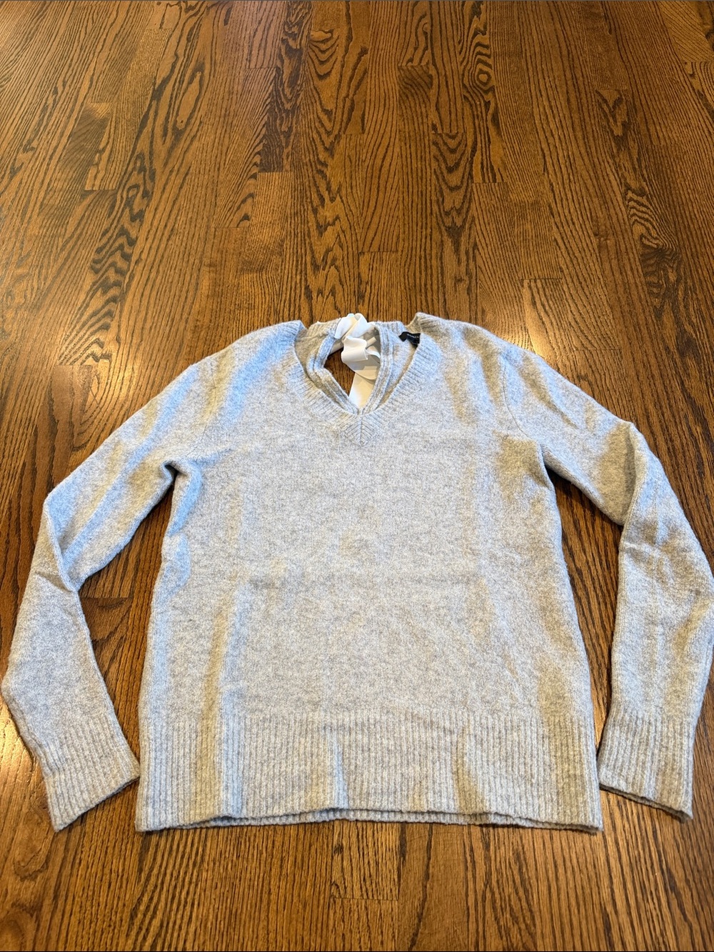 Nordstrom Halogen Light Gray with White Tie Bow Back Sweater XS